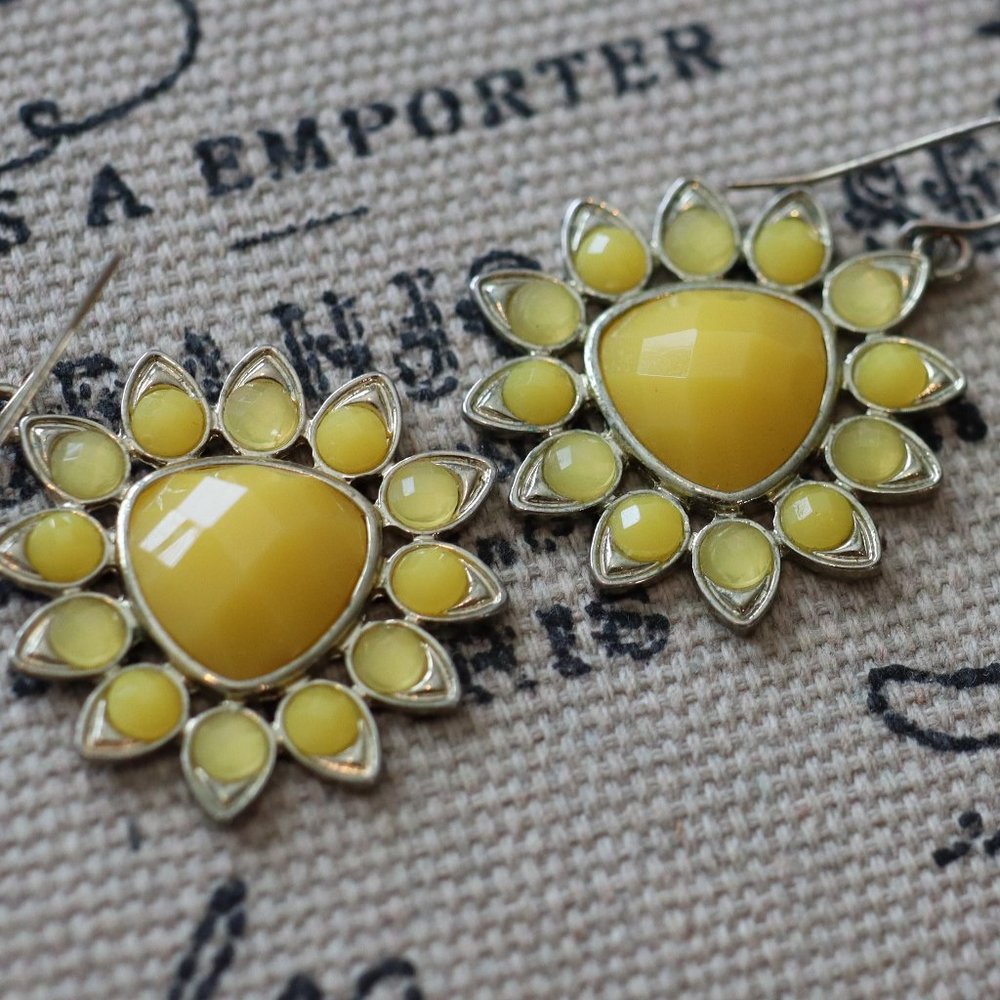 FREE WITH PURCHASE Yellow Gold Tone Statement Earrings Drop